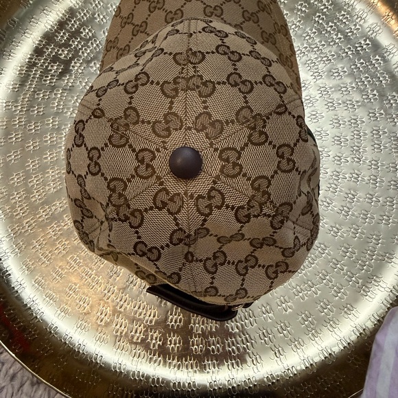 Gucci Tan Monogram Cap with Green and Red Stripes main image 6